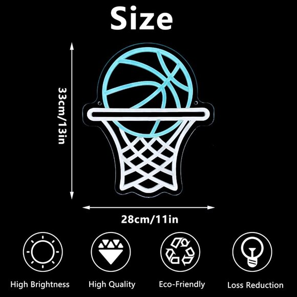 Basketball Led Neon Signs for Wall Decor USB Powered for Bedroom Game Room - Picture 6 of 6